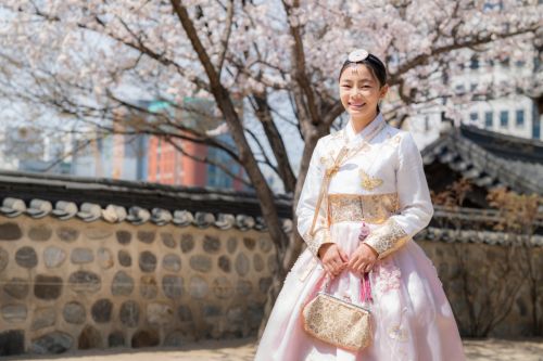 500 x 333 Korean lady in hanbok dress costume