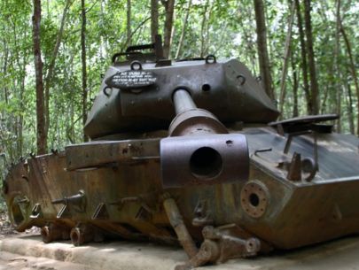 Abandoned tank near the Cu Chi Tunnels near Ho Chi Minh City Listing Box