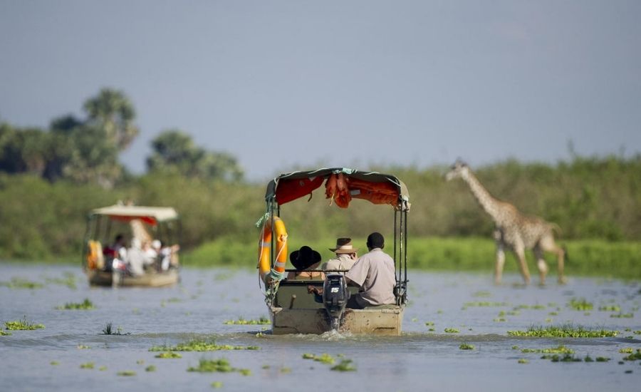 Boat safari Lake Manze Camp