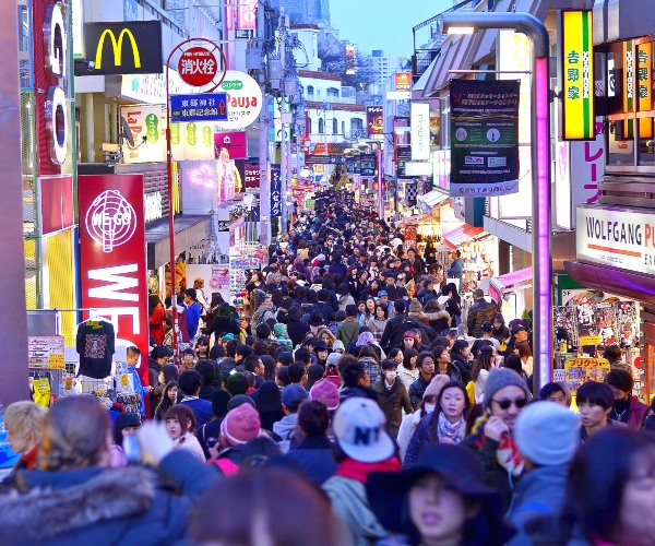 Bustling streets in Harajuku Tokyo