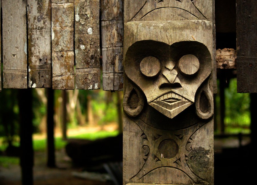 Iban longhouse carving Sarawak