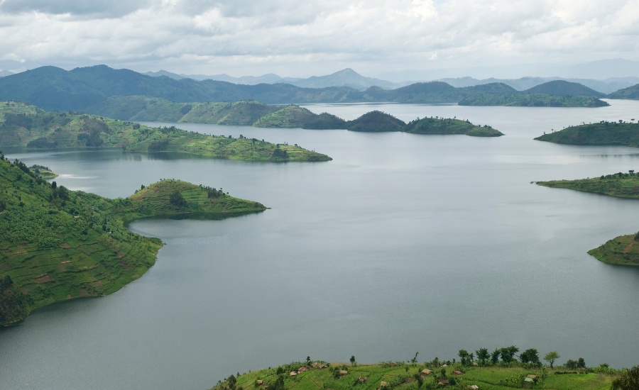 Landscape in the Lake region of Rwanda