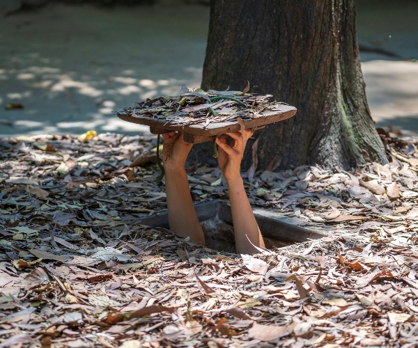 Tourist at the Cu Chi Tunnels near Ho Chi Minh City